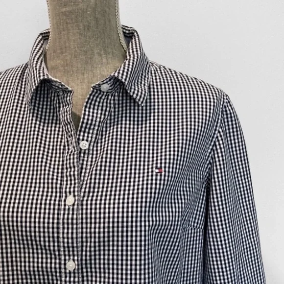 TOMMY Hilfiger Black Plaid  Button Down Shirt Large​​​ - Picture 2 of 13